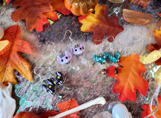 Batty Head Glass Bead Earrings