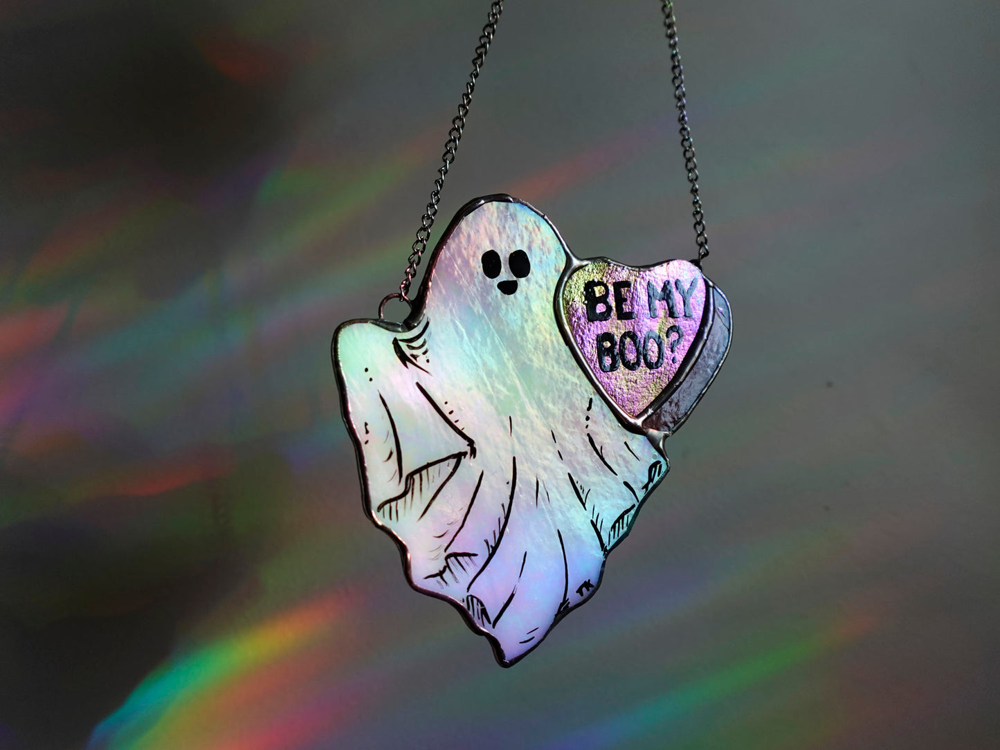 Valentine Ghost Stained Glass Sun Catcher