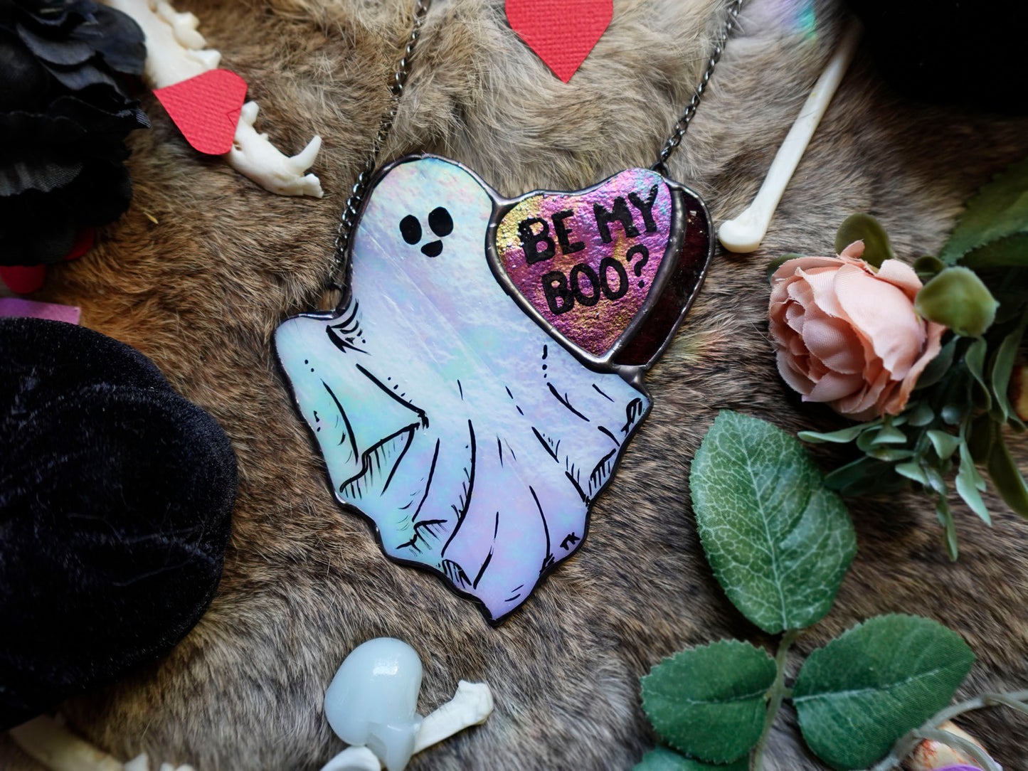 Valentine Ghost Stained Glass Sun Catcher