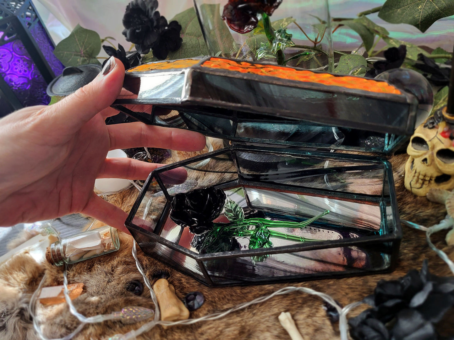 Eternal Love Stained Glass Trinket Coffin