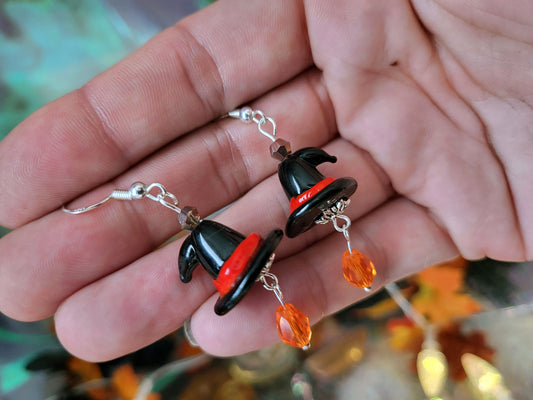 Lil' Witch Hats Glass Bead Earrings