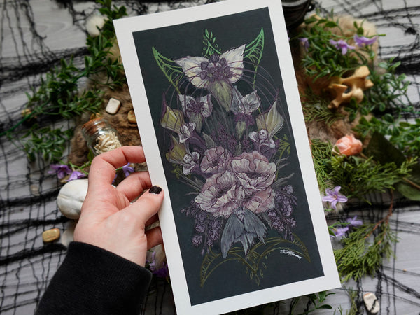 Ghost Flowers Hand Embellished Fine Art Print