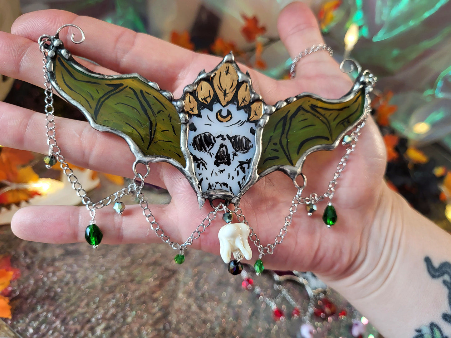 Memento Mori II Stained Glass Statement Necklace