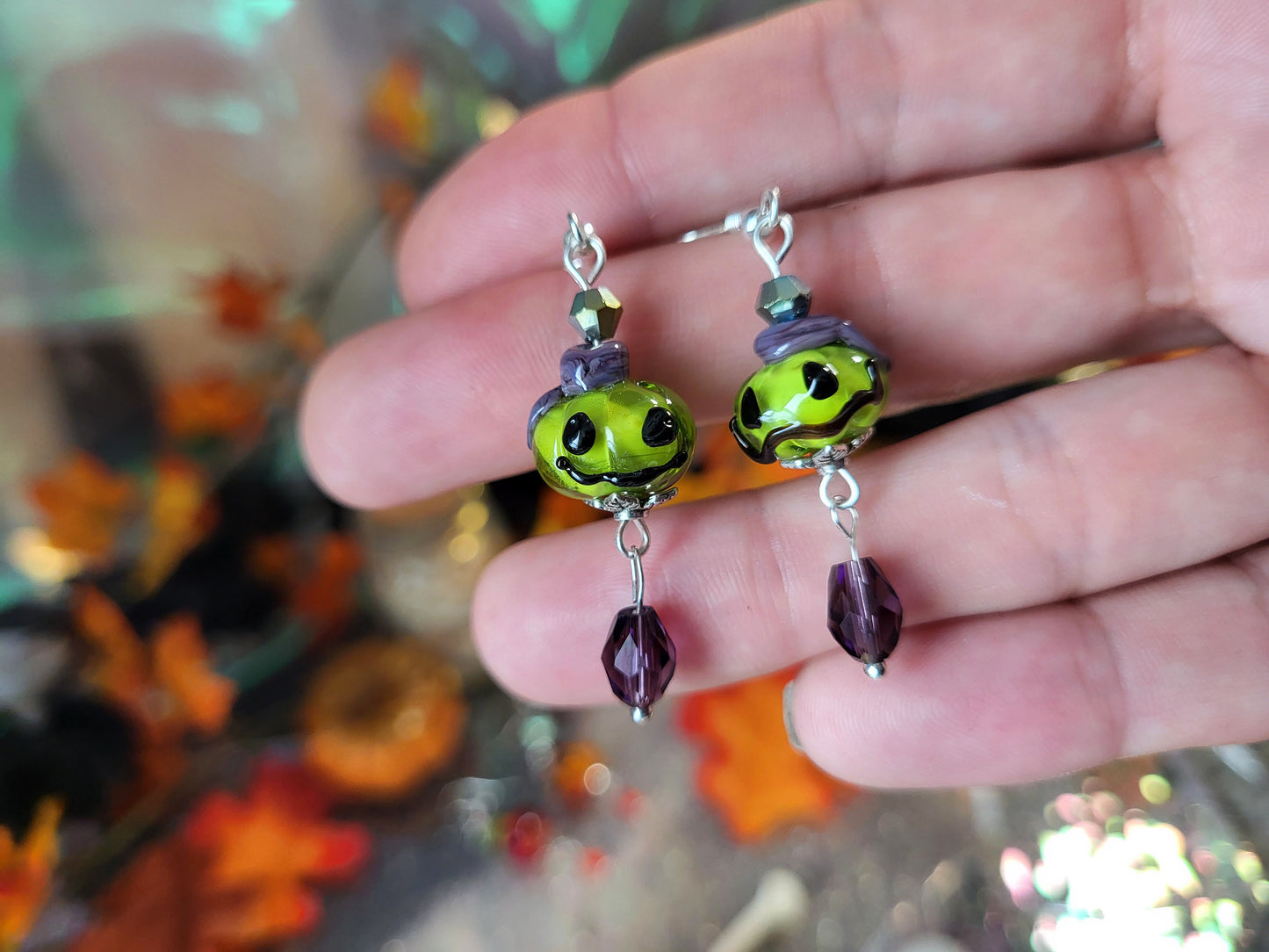 Tiny Pumpkins Glass Bead Earrings