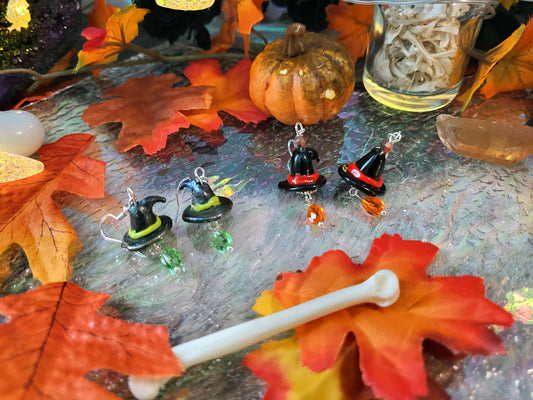 Lil' Witch Hats Glass Bead Earrings
