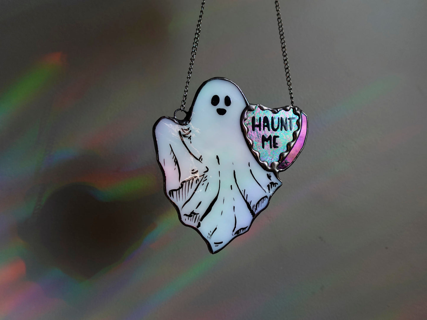 Valentine Ghost Stained Glass Sun Catcher