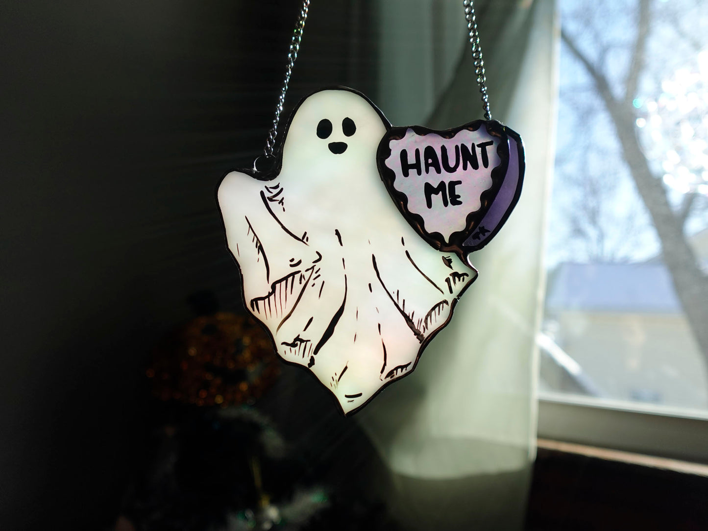 Valentine Ghost Stained Glass Sun Catcher