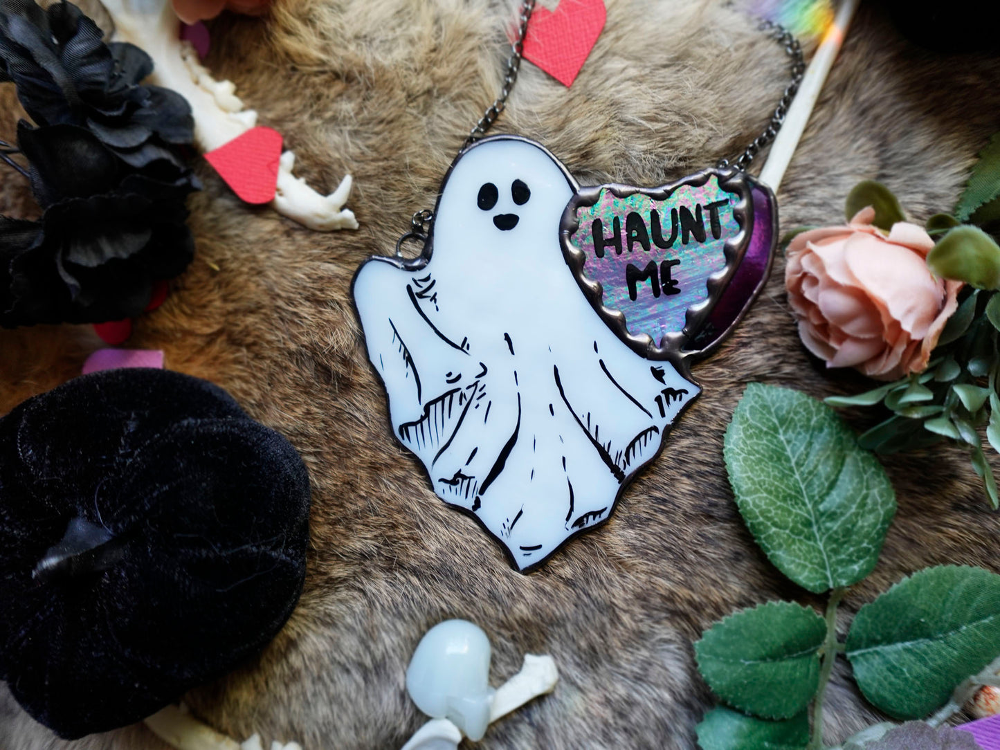 Valentine Ghost Stained Glass Sun Catcher