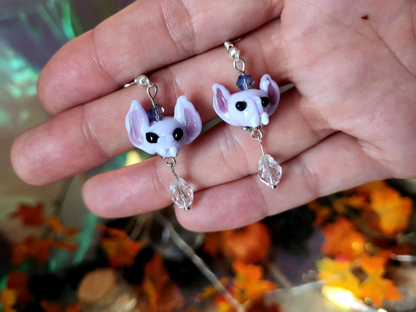 Batty Head Glass Bead Earrings