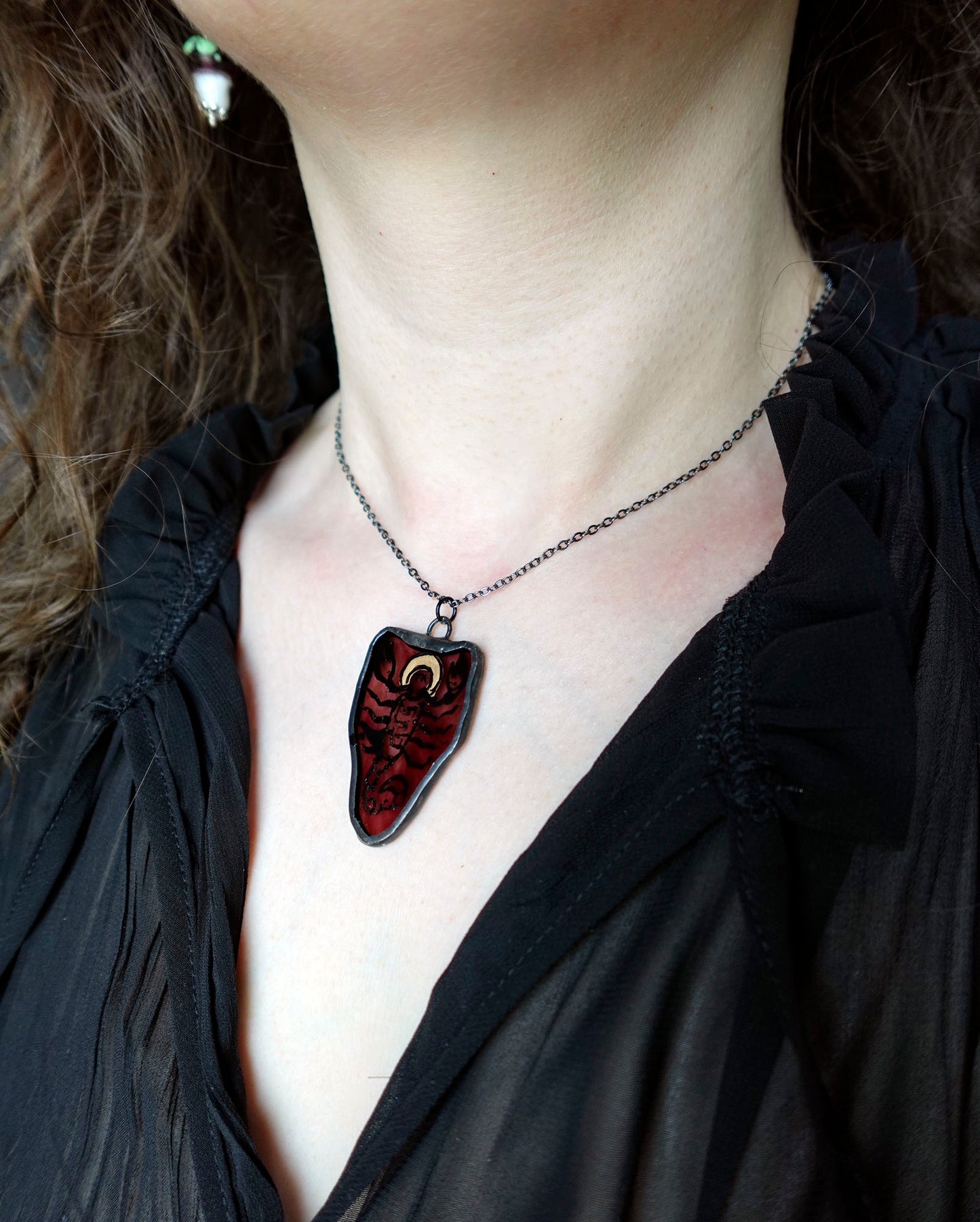 Little Scorpion Stained Glass Scrappie Charm Necklace