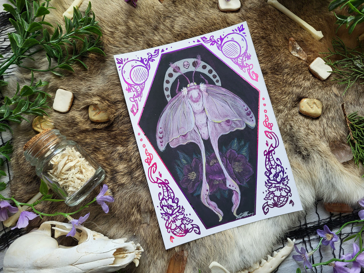 Midnight Moth Hand Embellished Fine Art Print