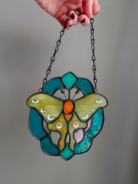 Moth Panel Stained Glass Sun Catcher