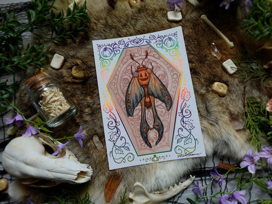 Hallowmoth Hand Embellished Fine Art Print