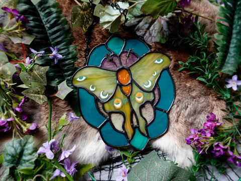 Moth Panel Stained Glass Sun Catcher