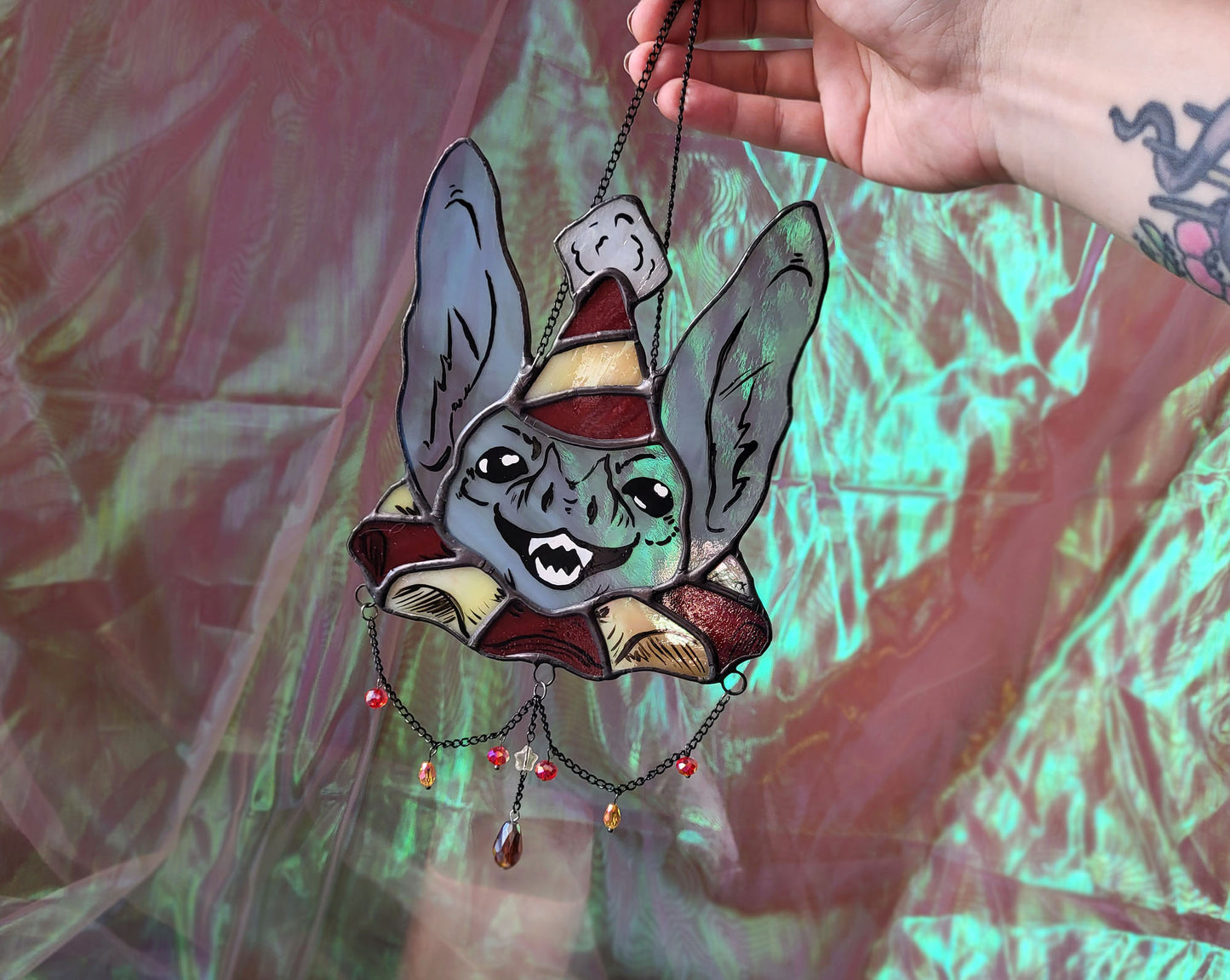 Party Bat Stained Glass Sun Catcher