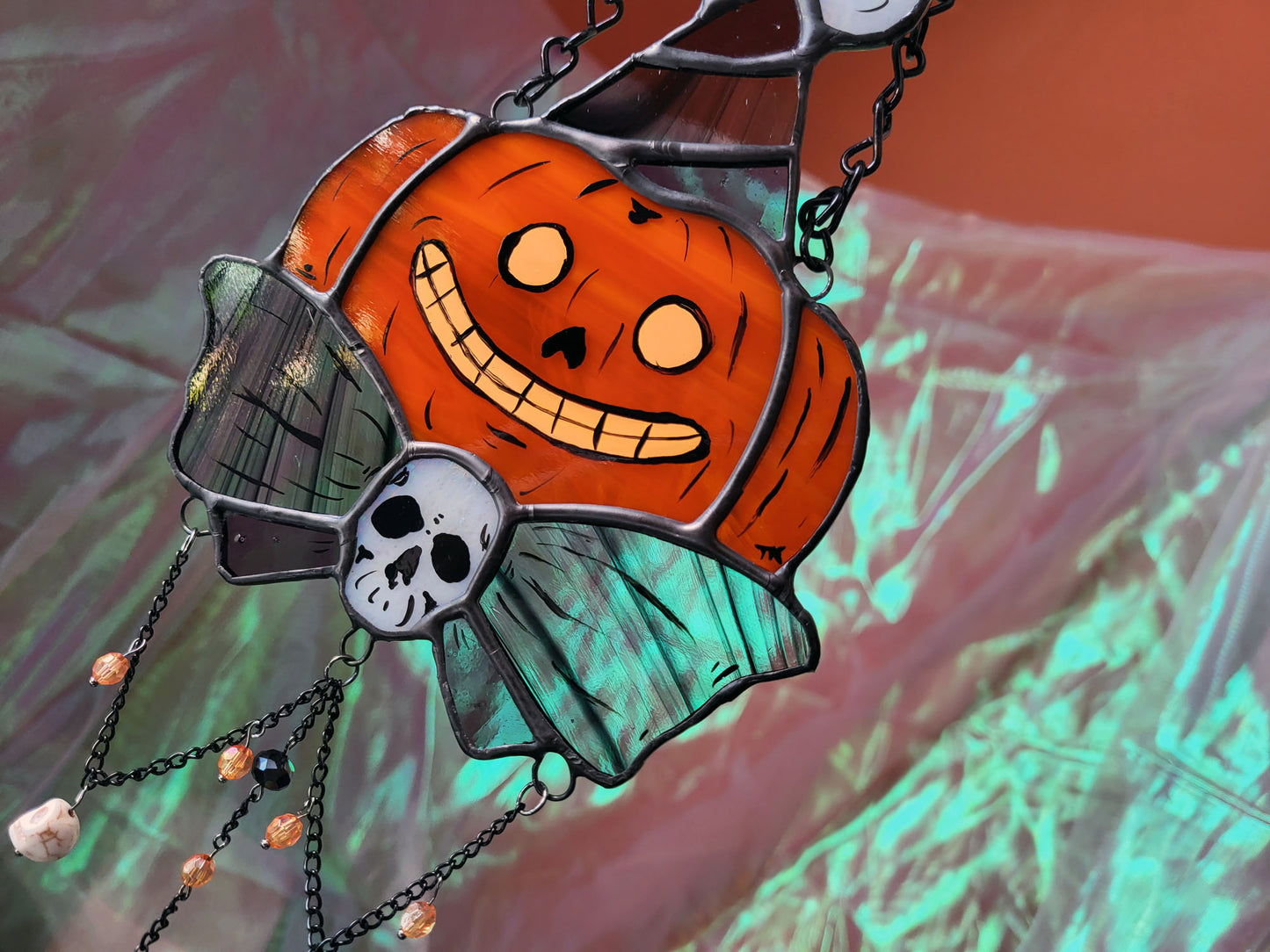 Party Pumpkin Stained Glass Sun Catcher