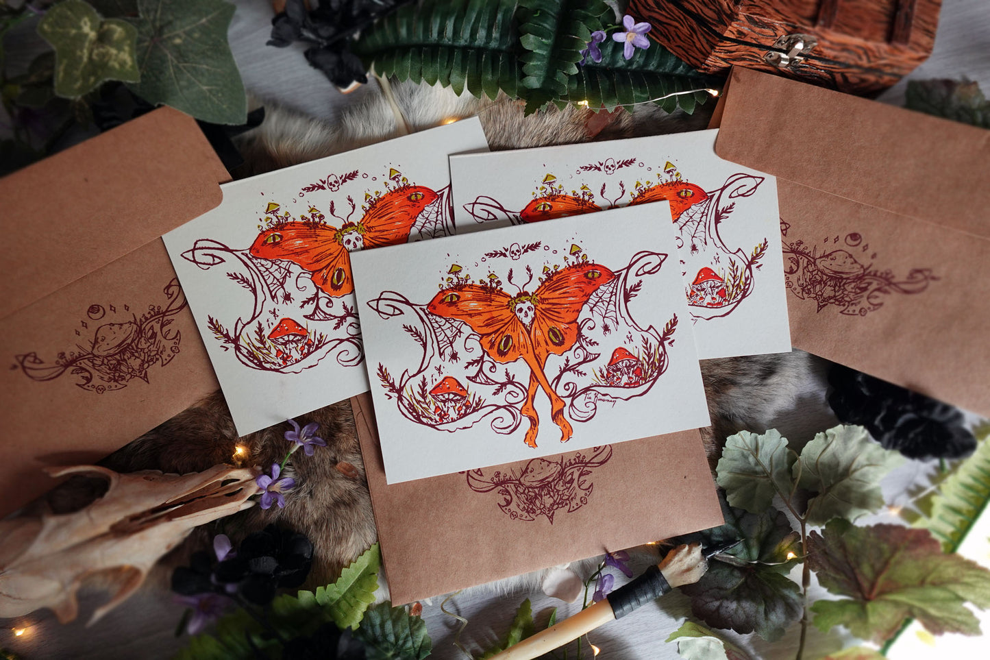 Plague Tiger Moth Goth Greeting Cards