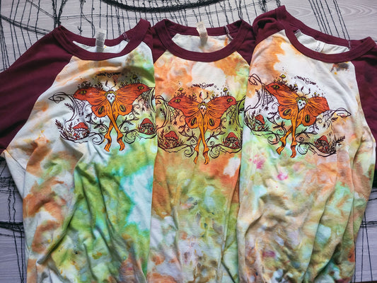 Plague Moth Hand Ice Dyed Unisex Baseball Tee