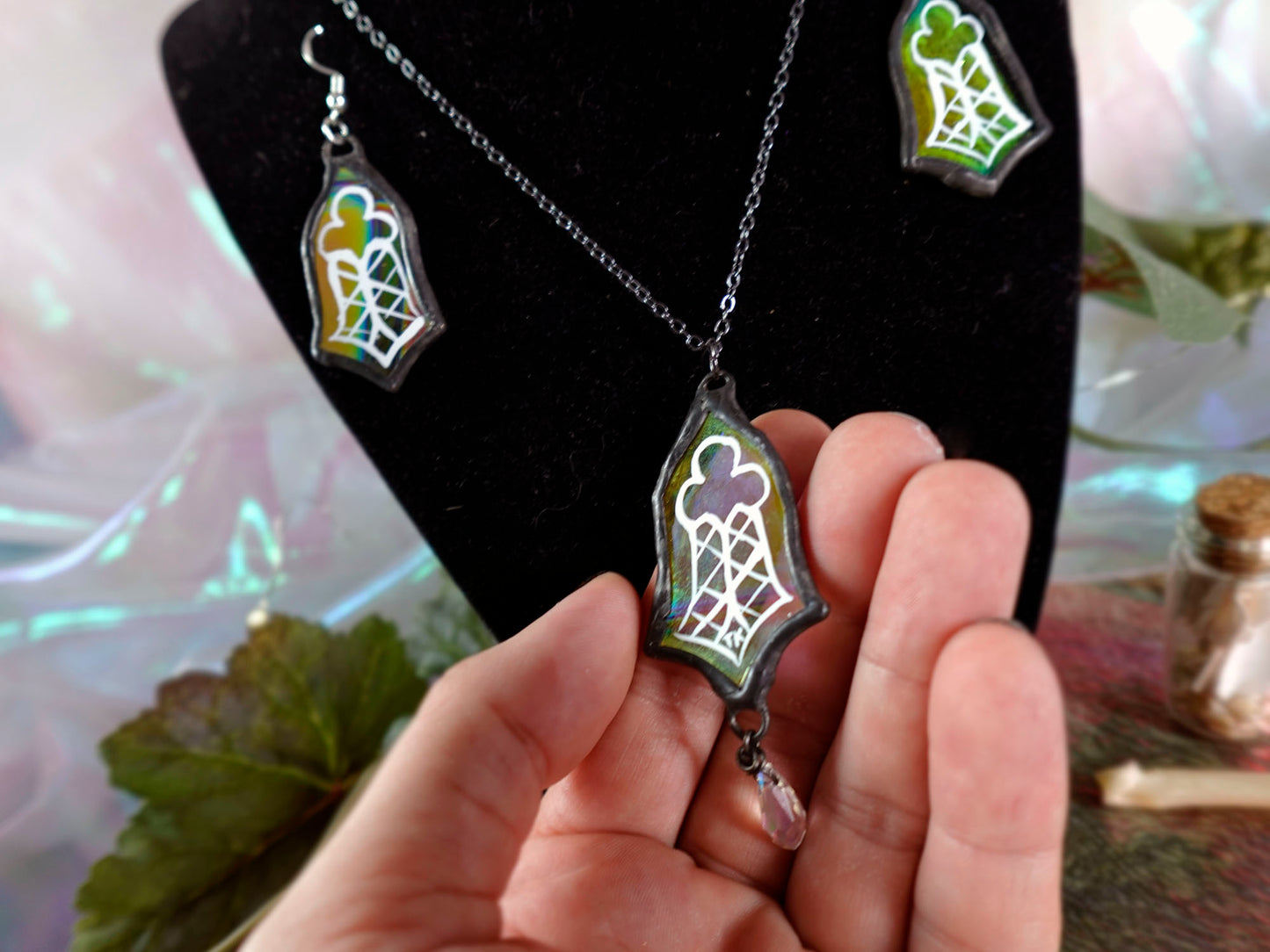 Gothic Cathedral Windows Stained Glass Jewelry Set