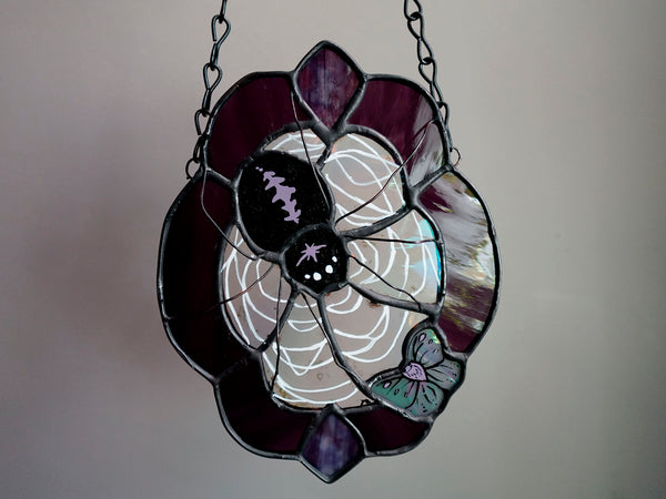 Spooky Spider Panel Stained Glass Sun Catcher