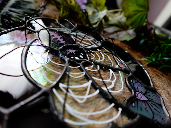 Spooky Spider Panel Stained Glass Sun Catcher