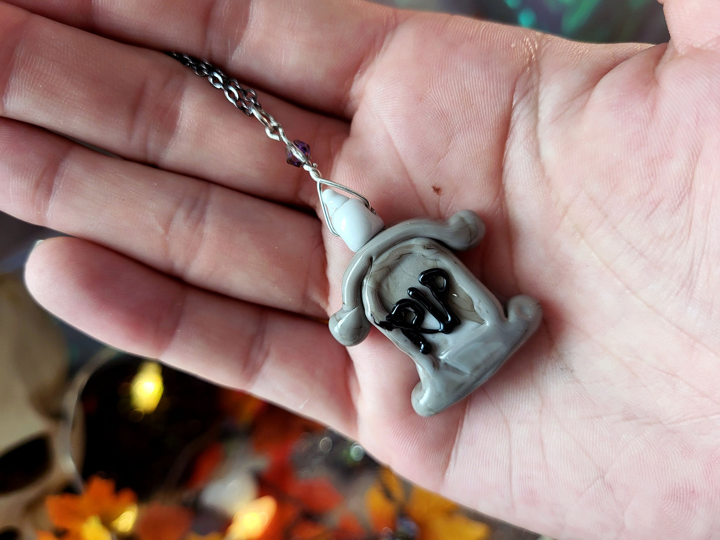 Handmade Halloween Glass Pendant Necklaces