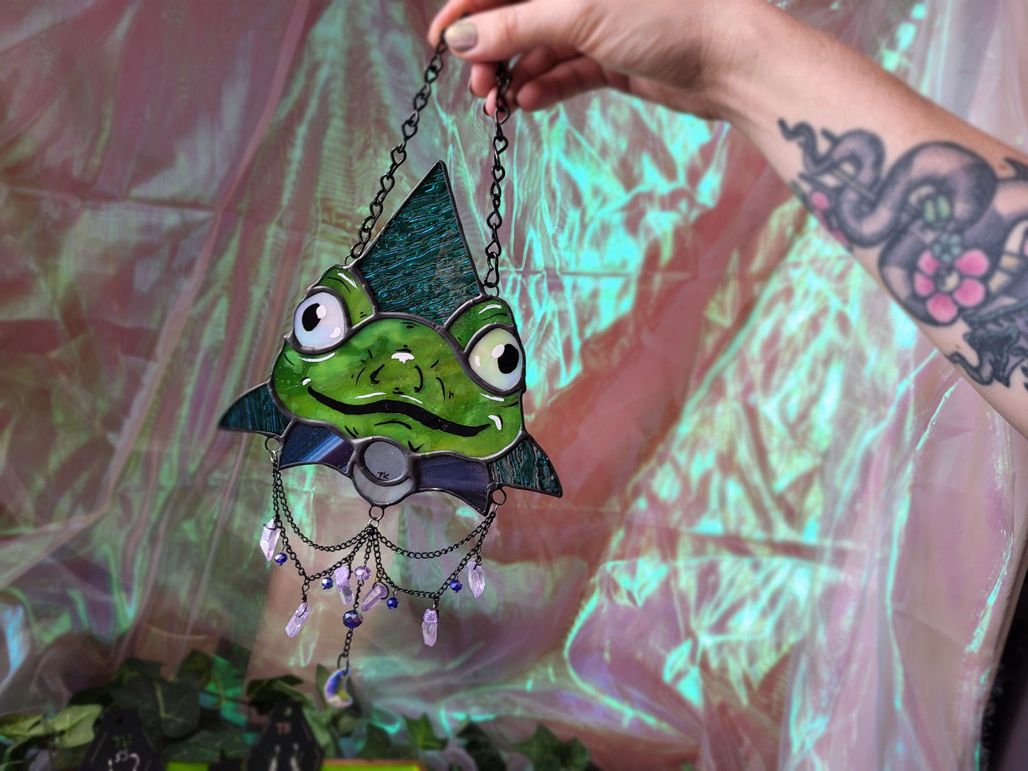 Wizard Frog Stained Glass Sun Catcher
