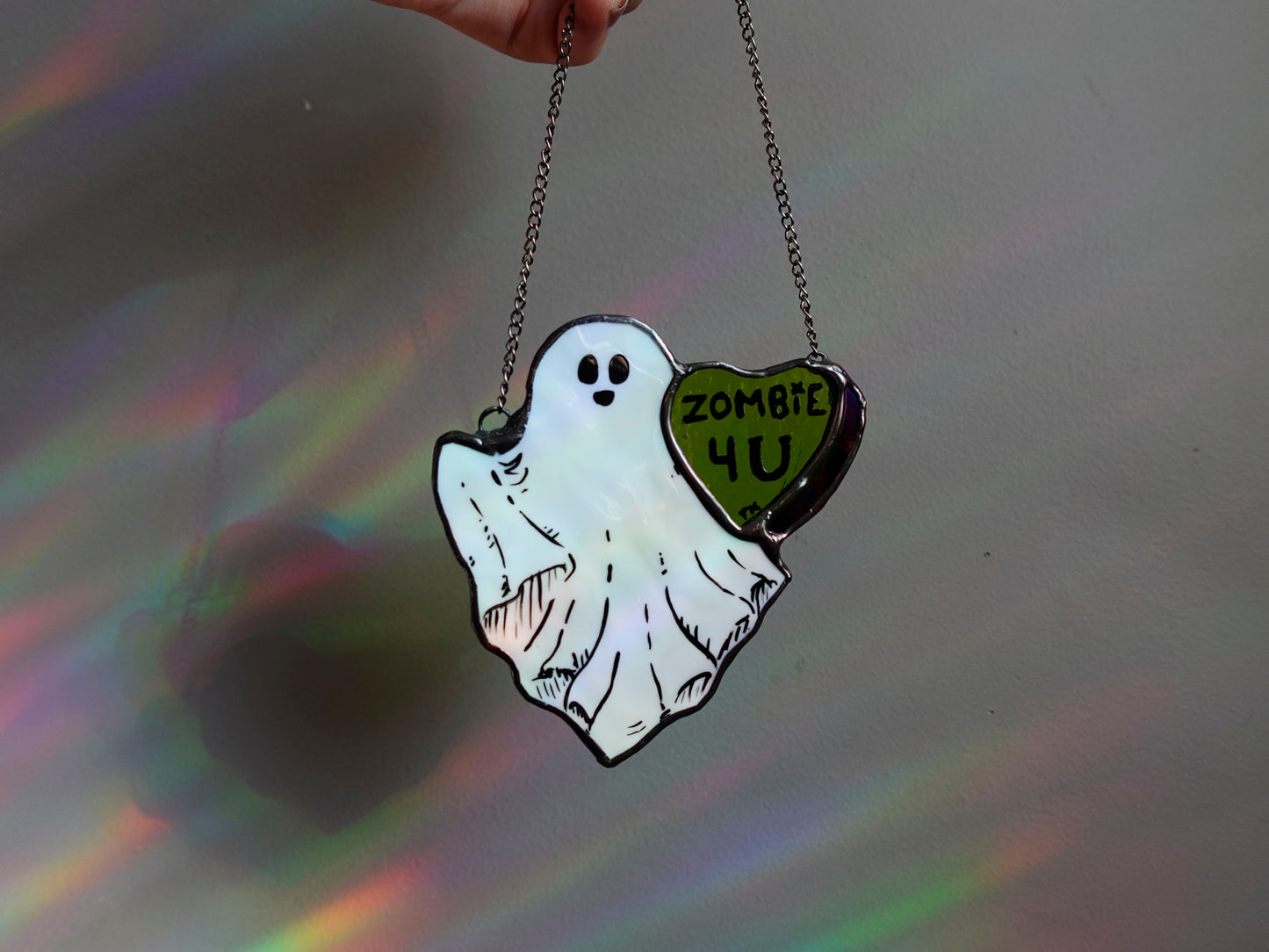 Valentine Ghost Stained Glass Sun Catcher