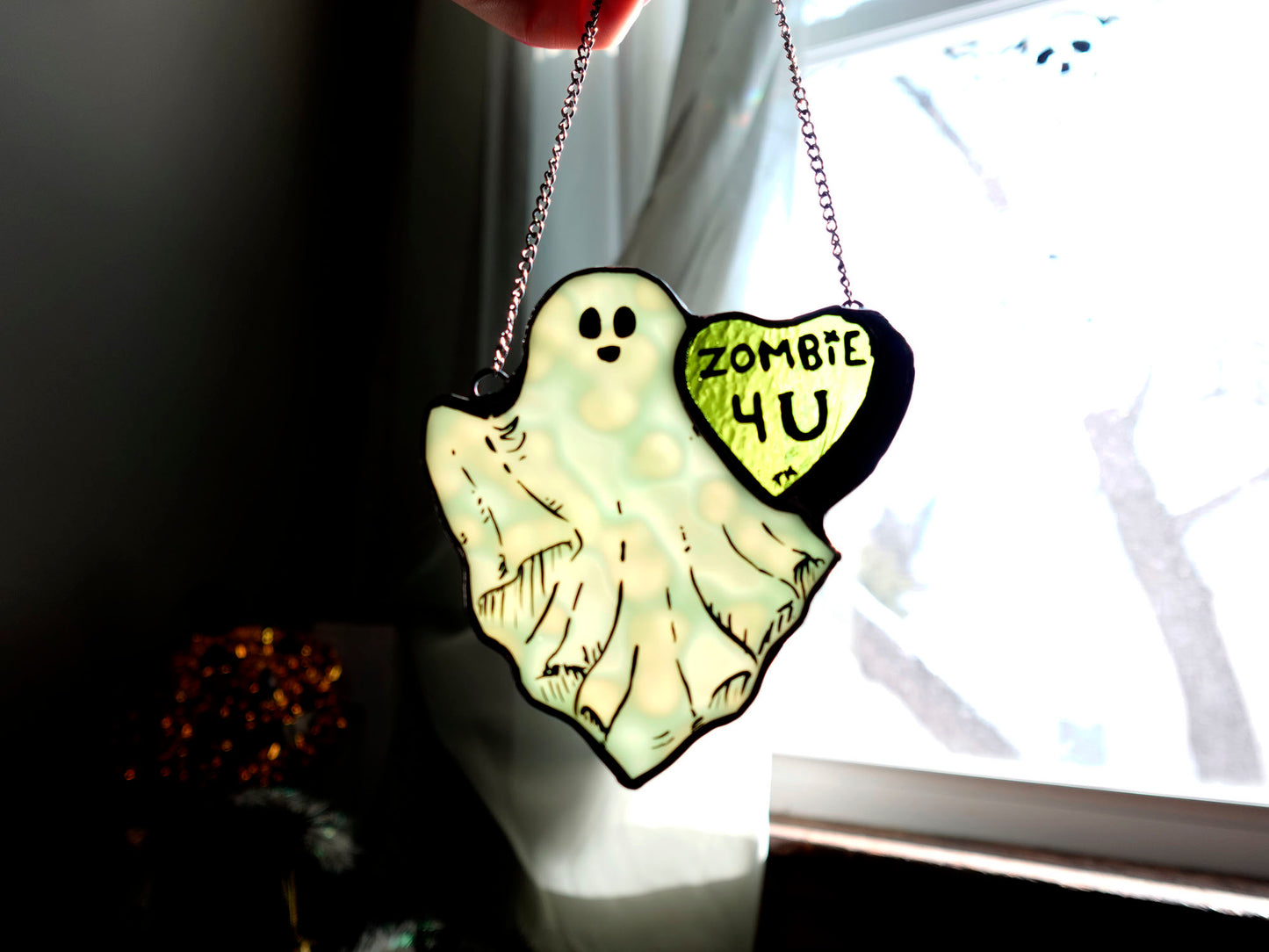 Valentine Ghost Stained Glass Sun Catcher