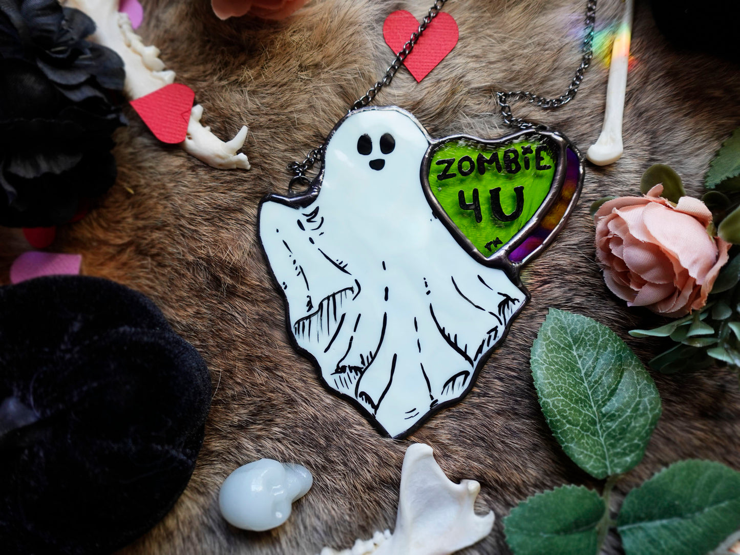 Valentine Ghost Stained Glass Sun Catcher