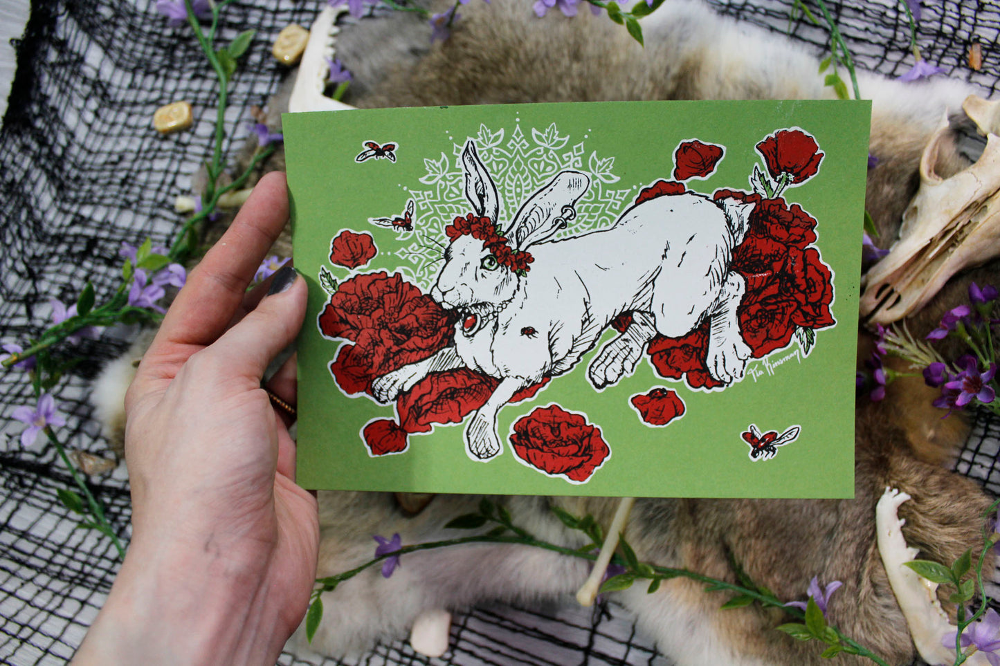 Spring Hare Hand Screen Printed Fine Art Print