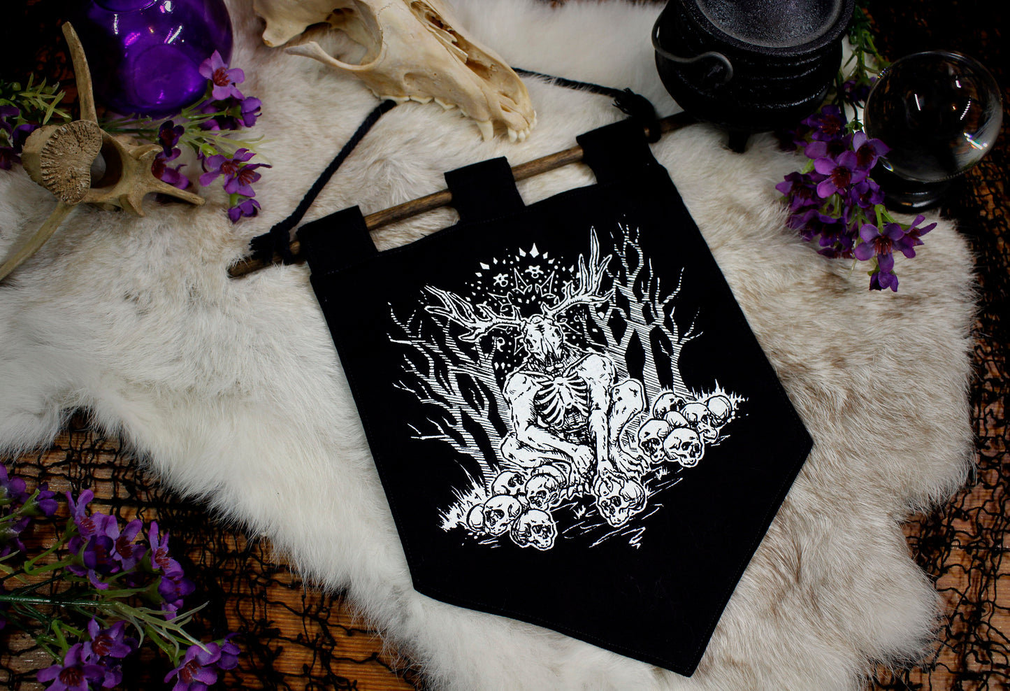 Wendigo Dark Dweller Cryptid Handmade Bitty Banner