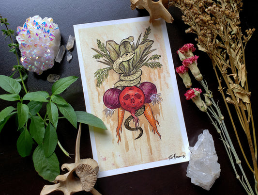 Golden Snake Hand Embellished Fine Art Print