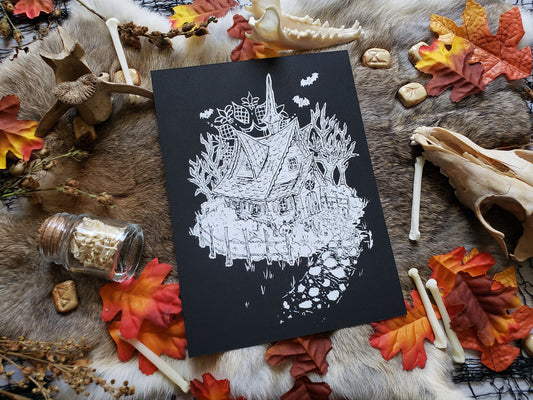 Victorian Cottage Hand Screen Printed Fine Art Print