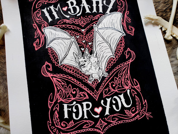 Batty For You Original Pen & Ink Drawing
