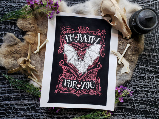 Batty For You Original Pen & Ink Drawing