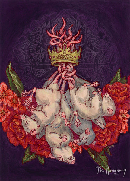 The Rat King Original Watercolor and Gouache Painting