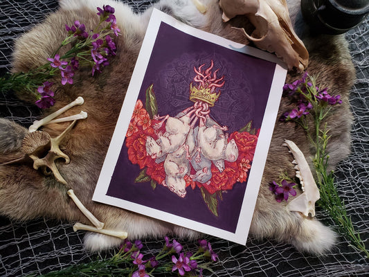 The Rat King Original Watercolor and Gouache Painting