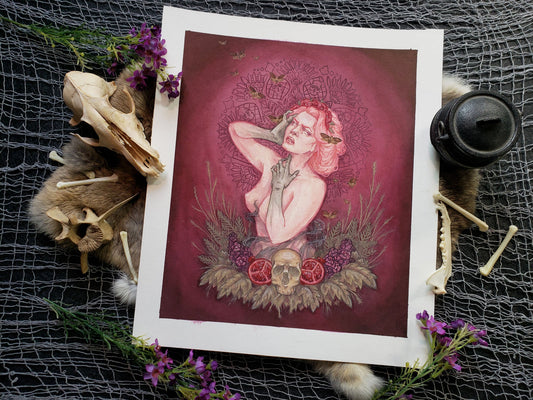 The Descent of Persephone Watercolor and Gouache Painting