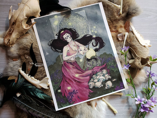 Hone Onna (the Bone Lady) Watercolor Fine Art Print