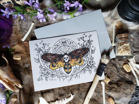Deaths Head Moth Goth Greeting Cards