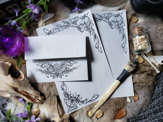 Deaths Head Moth Goth Letter Stationery Set