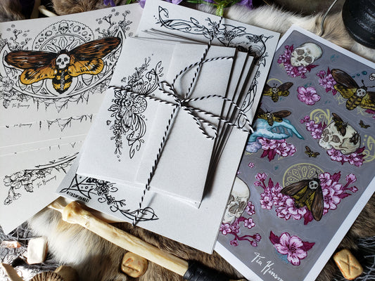 Deaths Head Moth Goth Stationery Set (Complete Collection!)
