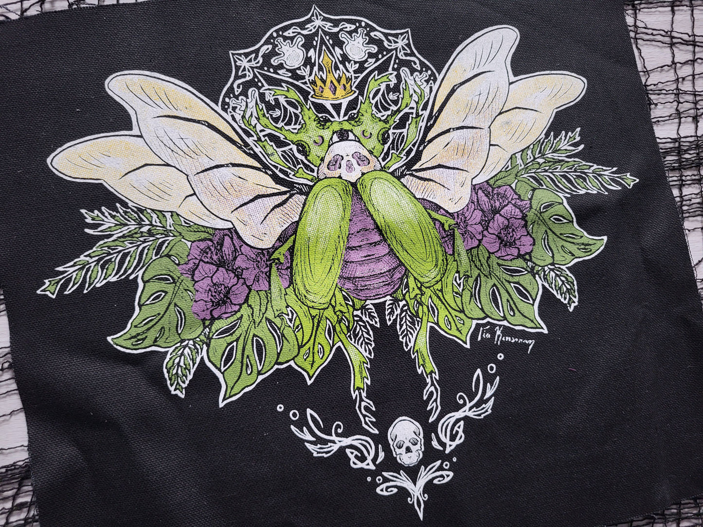Necro Beetle King Screen Printed Back Patch