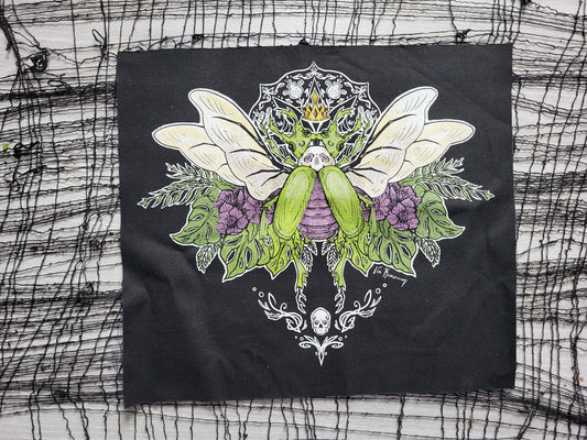 Necro Beetle King Screen Printed Back Patch