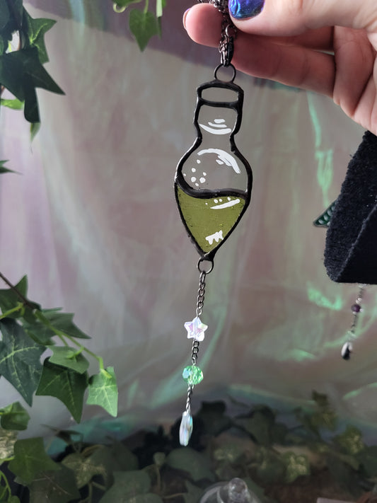 Mini Pointy Potion Bottle Stained Glass Suncatcher