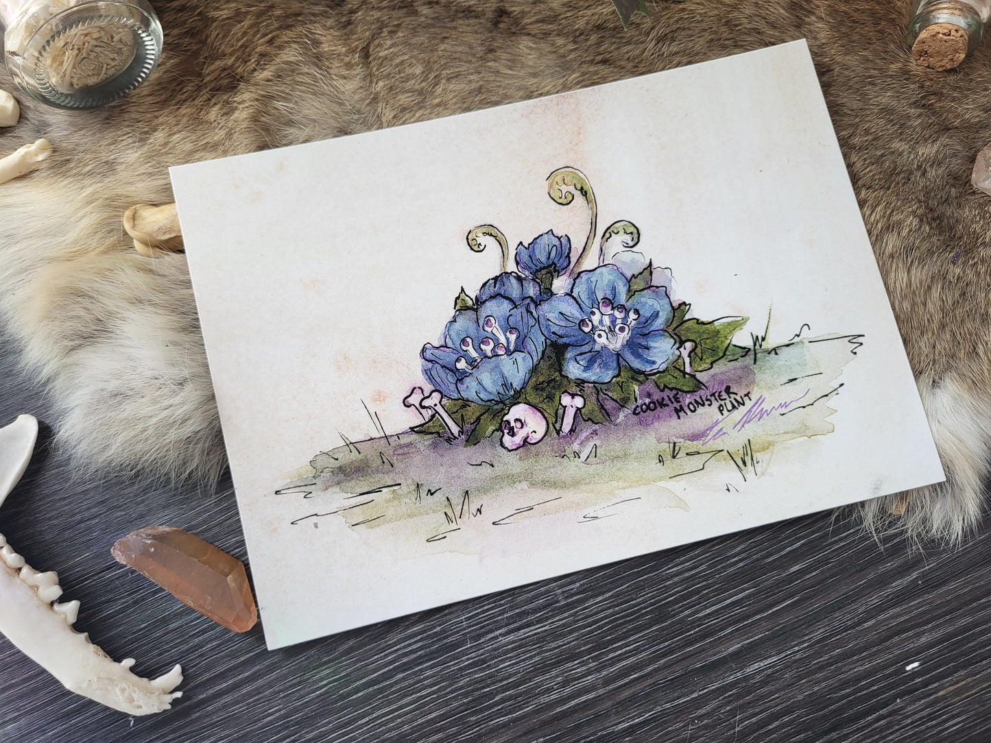 Cookie Monster Flowers Fine Art Print