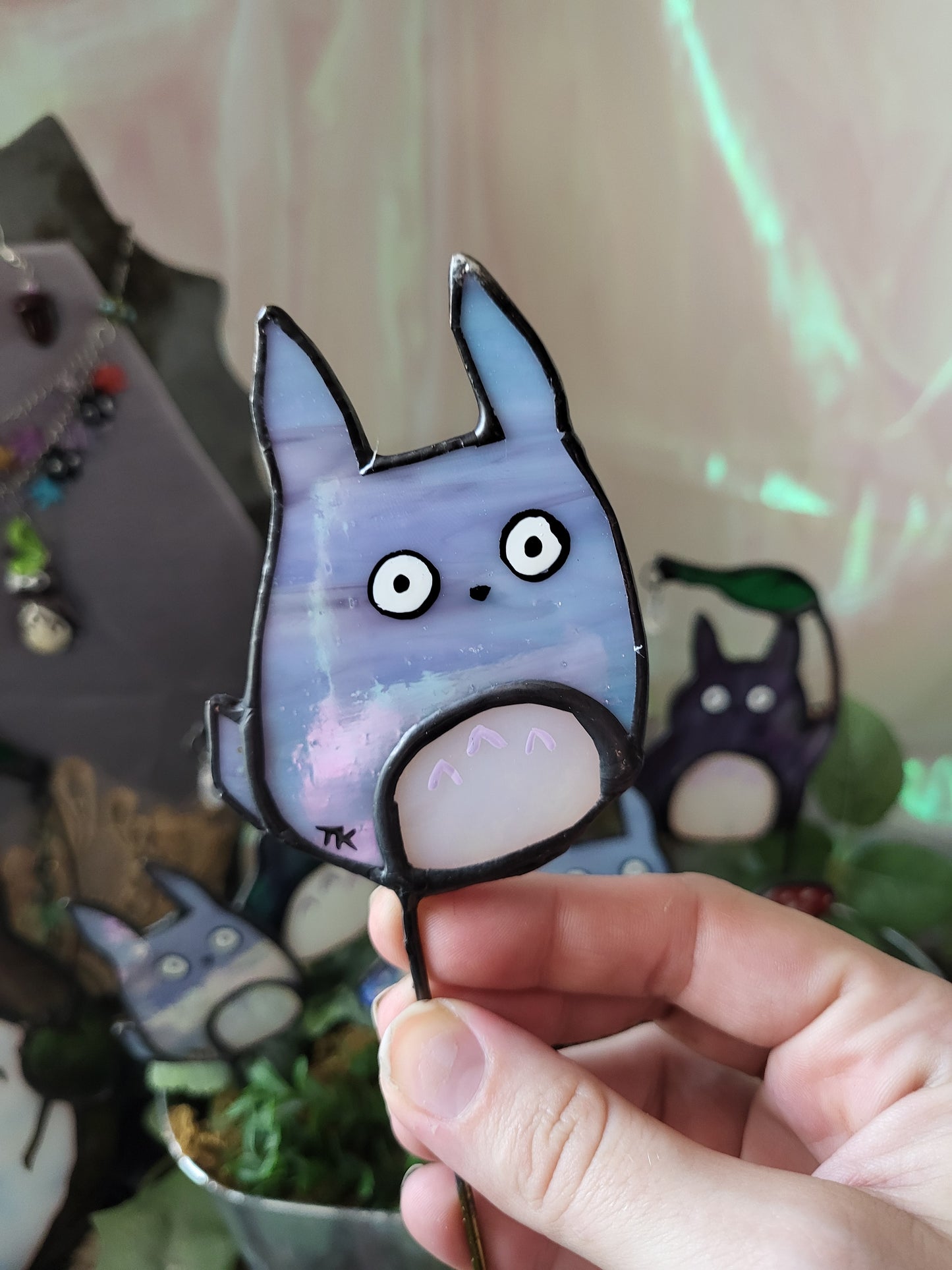Smallest Totoro Stained Glass Plant Stake