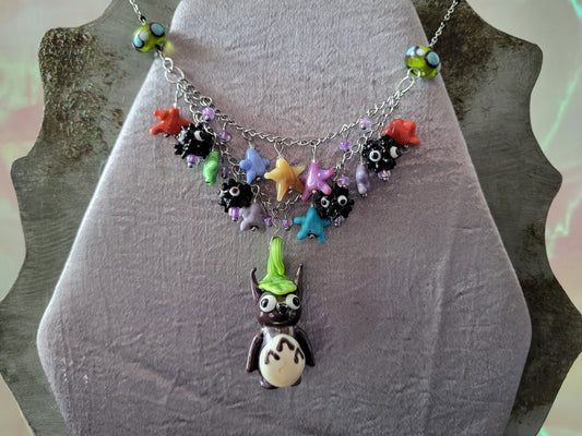 Totoro & Friends Glass Bead Statement Necklace