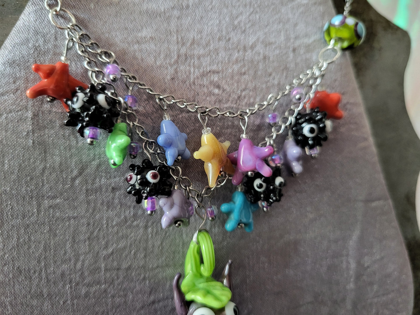 Totoro & Friends Glass Bead Statement Necklace